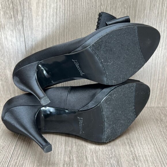 J.Renee Shoes Womens Sz 7 Gabriele Peep Toe High Heel Platform Pumps Satin Black - Picture 7 of 8